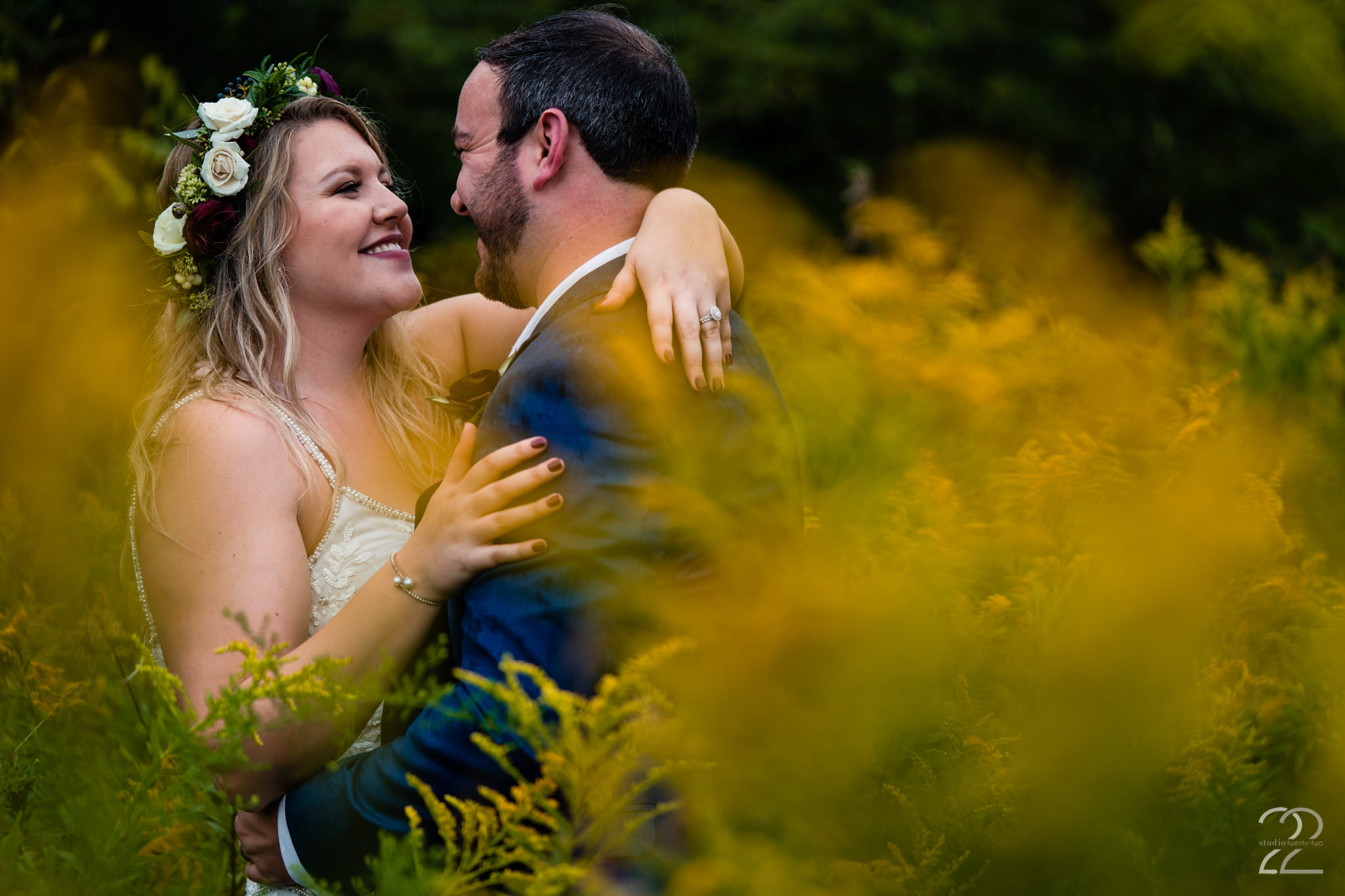  One of the great things about getting married at Canyon Run Ranch in Ohio is all of the magnificent locations to take wedding portraits. Megan Allen loves to find the quiet, secluded spots at your venue for you to love on each other before the chaos of the wedding reception begins. 